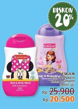 Promo Harga ESKULIN Kids Hair & Body Wash Clean Smooth 280 ml - LotteMart