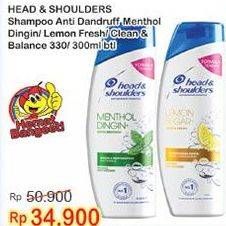 Promo Harga HEAD & SHOULDERS Shampoo Clean Balanced, Clean Balanced, Cool Menthol, Cool Menthol, Lemon Fresh, Lemon Fresh 300 ml - Indomaret