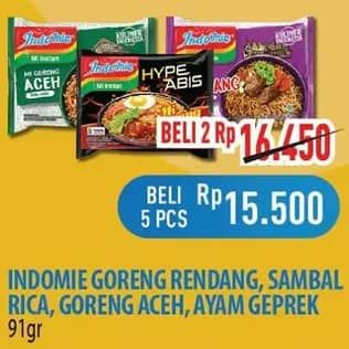 Promo Harga Indomie Mi Goreng Rendang, Sambal Rica Rica, Aceh 85 gr - Hypermart