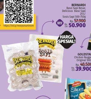 Promo Harga BERNARDI Baso Sapi Besar / Delicious Baso Sapi 25s / Sosis Sapi 500-750g  - LotteMart