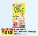 Promo Harga Baby Happy Baby Diapers Pants Fun & Comfort M34+2, L30+2 32 pcs - Alfamart