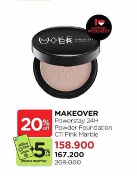 Promo Harga Make Over Powerstay Matte Powder Foundation 24H Airbrushed Smooth Cover N00 Porcelain 10 gr - Watsons