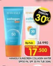 Promo Harga Hanasui Collagen Water Sunscreen SPF 30, SPF 50 30 ml - Superindo