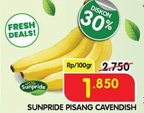 Promo Harga Sunpride Pisang Cavendish per 100 gr - Superindo