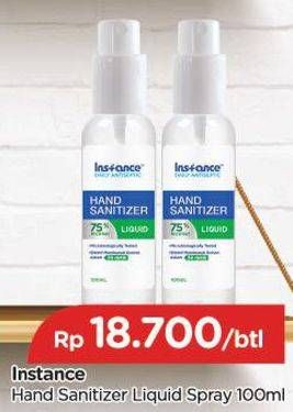 Promo Harga INSTANCE Hand Sanitizer Liquid Spray Liquid 100 ml - TIP TOP