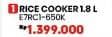 Promo Harga Electrolux E7RC1-650K Rice Cooker  - COURTS