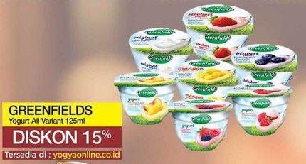 Promo Harga GREENFIELDS Yogurt All Variants 125 ml - Yogya