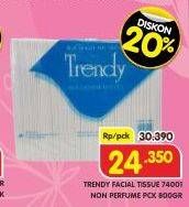 Promo Harga Trendy Tissue Facial 74003, Facial Non Perfume 200 sheet - Superindo