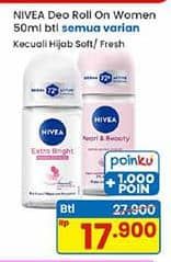 Promo Harga Nivea Deo Roll On Kecuali Bright Hijab Soft, Kecuali Whitening Hijab Fresh 50 ml - Indomaret