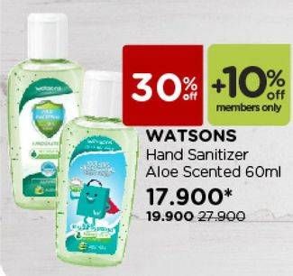 Promo Harga WATSONS Hand Sanitiser Aloe Vera 60 ml - Watsons