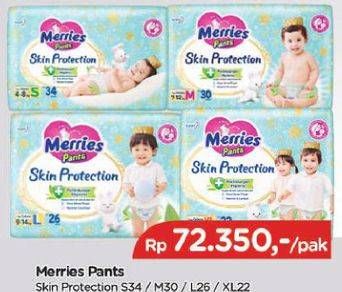 Promo Harga Merries Pants Skin Protection XL22, L26, M30, S34 22 pcs - TIP TOP