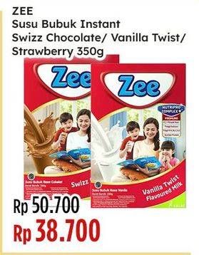 Promo Harga ZEE Susu Bubuk Swizz Chocolate, Vanilla Twist, Strawberry 350 gr - Indomaret