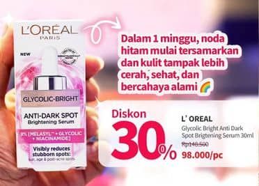 Promo Harga Loreal Glycolic Bright Instant Serum 30 ml - Guardian