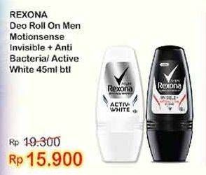 Promo Harga REXONA Men Deo Roll On Invisible, Anti Bacterial, Activ-White 45 ml - Indomaret
