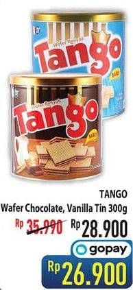 Promo Harga TANGO Wafer Chocolate, Vanilla Milk 300 gr - Hypermart