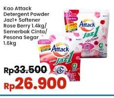 Promo Harga Attack Jaz1 Detergent Powder +Softener Rose Berry, Pesona Segar, Semerbak Cinta 1400 gr - Indomaret