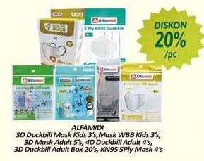 Promo Harga ALFAMIDI 3D Duckbill Mask Kids 3s, WBB Kids 3s, 3D Mask Adult 5s, 4D Duckbill Adult 4s, KN95 4s, 3D Duckbill Adult 20s  - Alfamidi