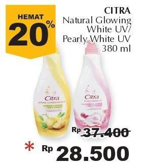 Promo Harga CITRA Hand & Body Lotion Natural Glowing White, Pearly White UV 380 ml - Giant