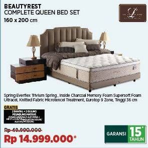 Promo Harga Lady Americana Beautyrest Complete Queen Bed Set 160 X 200 Cm  - COURTS