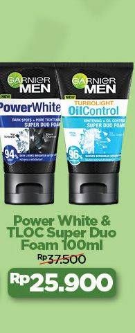 Promo Harga GARNIER MEN Power White Facial Foam/GARNIER MEN Turbo Light Oil Control Facial Foam  - Alfamart