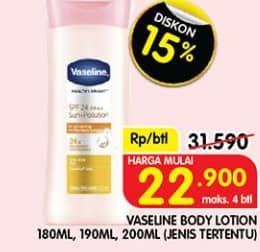 Promo Harga Vaseline Body Lotion 180 ml - Superindo