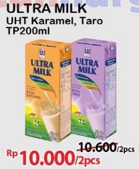 Promo Harga Ultra Milk Susu UHT Karamel, Taro 200 ml - Alfamart