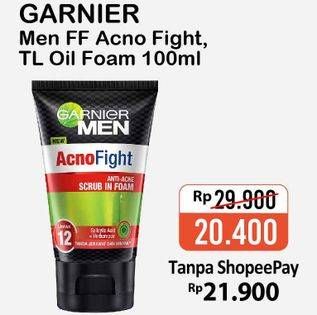 Promo Harga GARNIER MEN Facial Wash AcnoFight Foam, Turbolight Oil Foam 100 ml - Alfamart