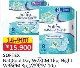 Promo Harga Softex Natural Cool+ Super Slim 23cm, 29cm, 36cm 8 pcs - Alfamart