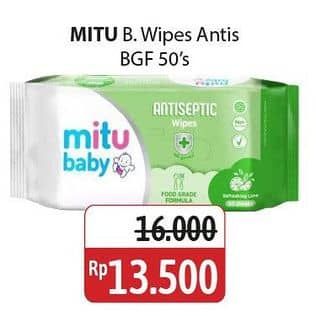 Promo Harga Mitu Baby Wipes Antiseptic Refreshing Lime 50 pcs - Alfamidi