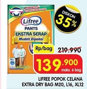 Promo Harga Lifree Popok Celana Ekstra Serap M20, L16, XL12 12 pcs - Superindo