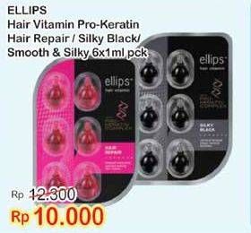 Promo Harga ELLIPS Hair Vitamin Keratin Hair Repair, Silky Black, Smooth Silky 6 pcs - Indomaret
