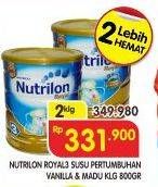 Promo Harga NUTRILON Royal 3 Susu Pertumbuhan Vanilla, Madu per 2 kaleng 800 gr - Superindo