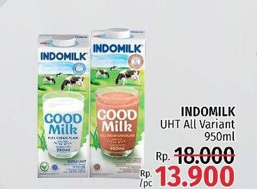 Promo Harga INDOMILK Susu UHT All Variants 950 ml - LotteMart