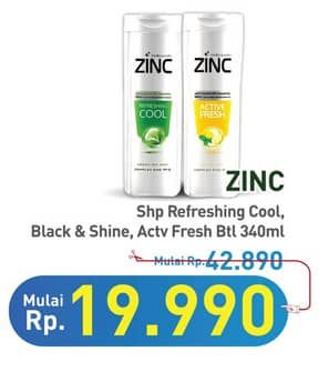 Promo Harga Zinc Shampoo Active Fresh Lemon, Black Shine, Refreshing Cool 340 ml - Hypermart
