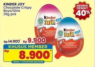 Promo Harga Kinder Joy Chocolate Crispy Girls, Boys 20 gr - Indomaret