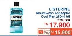 Promo Harga LISTERINE Mouthwash Antiseptic Cool Mint 250 ml - Indomaret