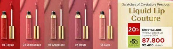 Promo Harga WARDAH Crystallure Precious Liquid Lip Couture 04 Haute, 01 Royale  - Watsons
