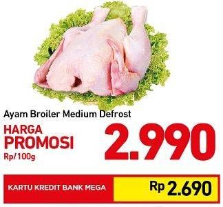 Promo Harga Ayam Broiler Medium Defrost per 100 gr - Carrefour