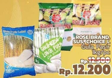 Promo Harga ROSE BRAND, SUS, CHOICE L Gula Pasir /1kg  - LotteMart