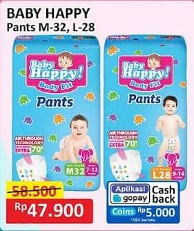 Promo Harga Baby Happy Body Fit Pants M32, L28 28 pcs - Alfamart