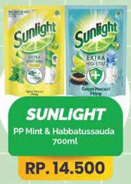 Promo Harga Sunlight Pencuci Piring Anti Bau With Daun Mint, Higienis Plus With Habbatussauda 700 ml - Yogya