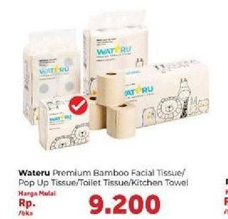 Promo Harga WATERU Premium Bamboo Tissue Pop Up, Toilet, Kitchen 2 roll - Carrefour