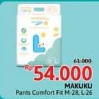 Promo Harga Makuku Comfort Fit Diapers Pants M28, L26 26 pcs - Alfamidi