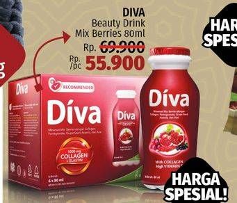 Promo Harga DIVA Minuman Collagen High Vit. E Mix Berries per 6 botol 80 ml - LotteMart