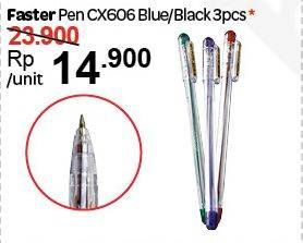 Promo Harga FASTER Pen CX606 Blue, Black per 3 pcs - Carrefour