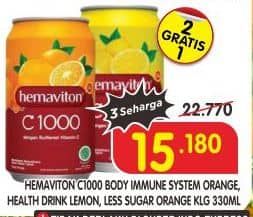 Promo Harga Hemaviton C1000 Orange, Lemon, Less Sugar 330 ml - Superindo