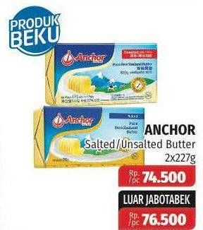 Promo Harga ANCHOR Butter Salted, Unsalted per 2 box 227 gr - Lotte Grosir