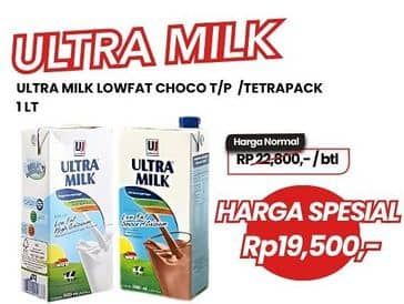 Promo Harga Ultra Milk Susu UHT Low Fat Coklat, Low Fat Full Cream 1000 ml - Carrefour