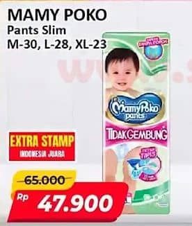 Promo Harga Mamy Poko Pants Xtra Kering Slim Tidak Gembung M30, L28, XL23 23 pcs - Alfamart