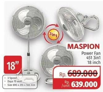 Promo Harga MASPION PW-451 | Fan 70 Watt  - Lotte Grosir